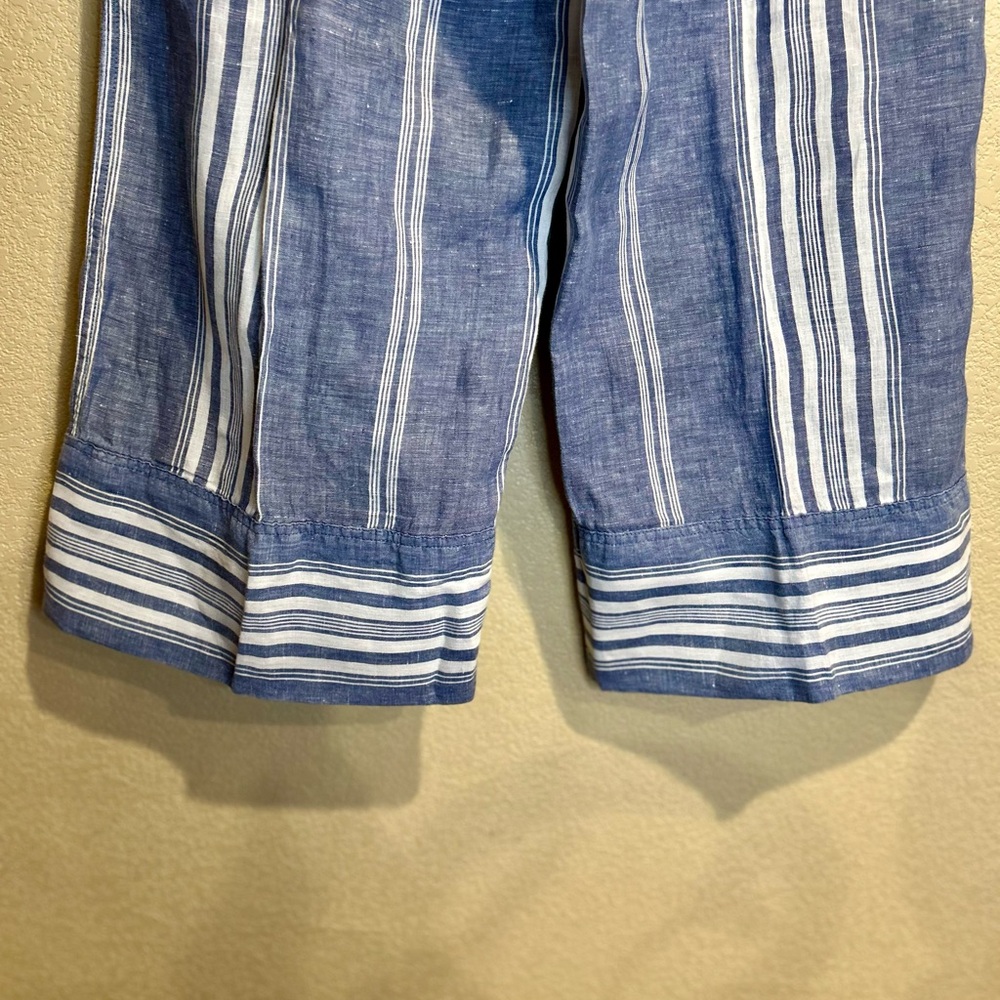 Ralph Lauren Blue and White Striped Wide Leg Pants 22” inseam - Picture 7 of 8